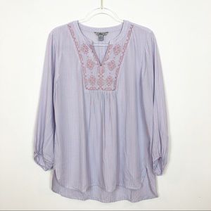 Bass • Lightweight Flowy Embroidered Tunic • M